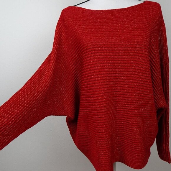 Ralph Lauren Metallic Sweater Top Women's Plus Size 2X Red Boat Neck - Picture 5 of 12
